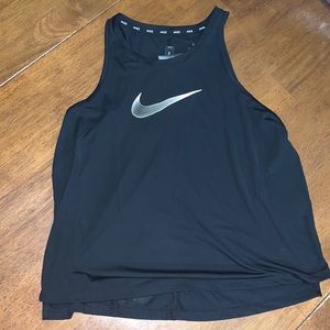 nwt Nike Girls tank top size L+ black with White swoosh
